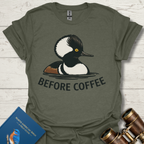 Before Coffee Merganser Bird T-Shirt