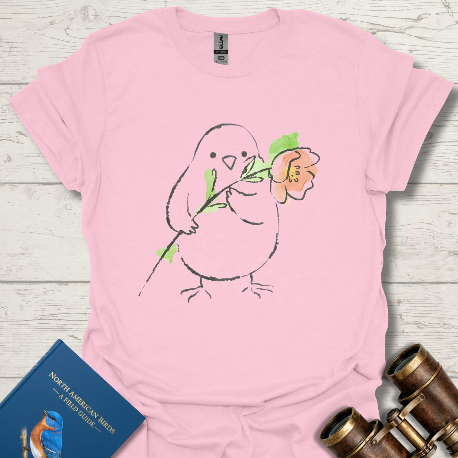Watercolor Bird with Flower